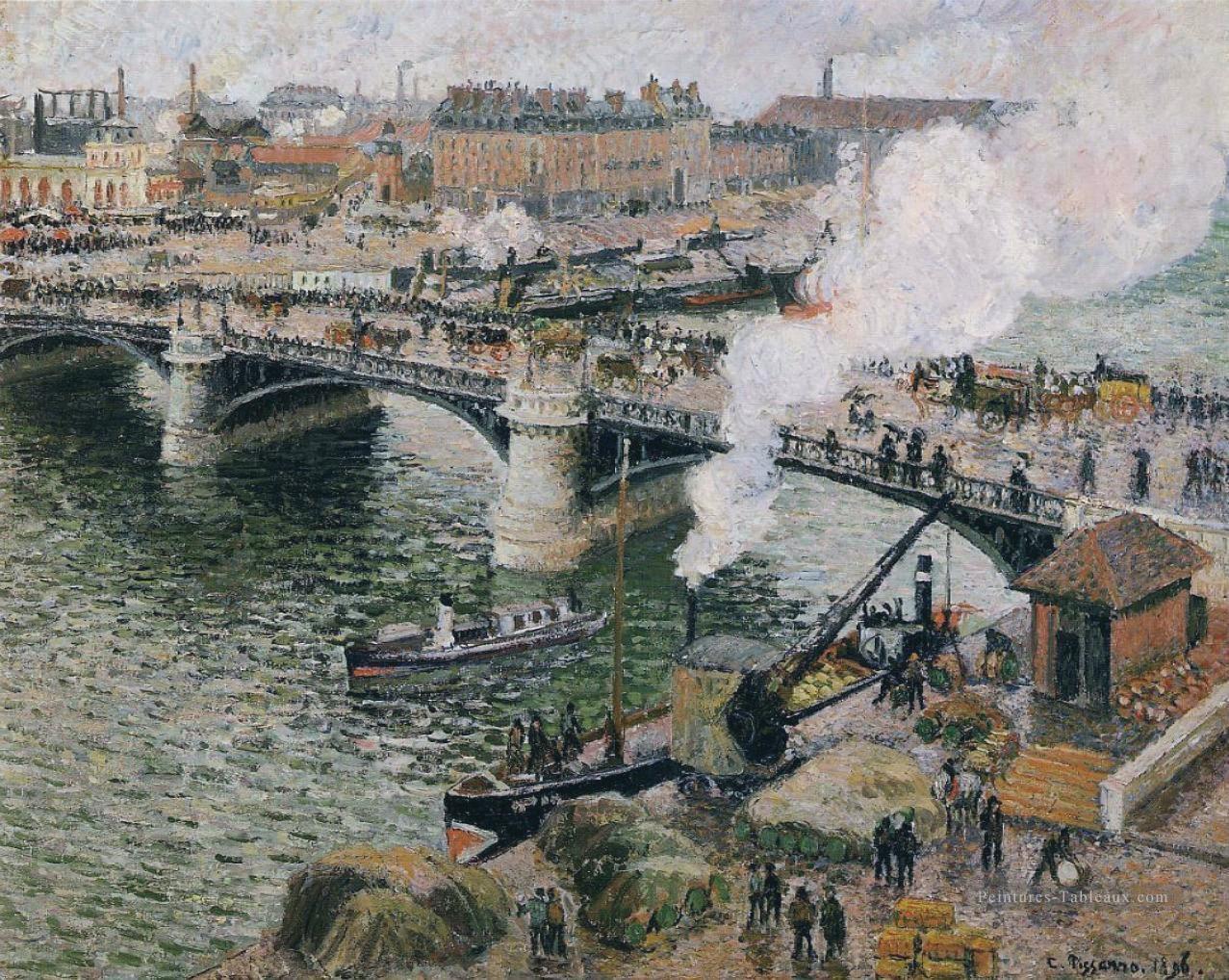 le pont boieldieu rouen temps humide 1896 Camille Pissarro Peintures à l'huile